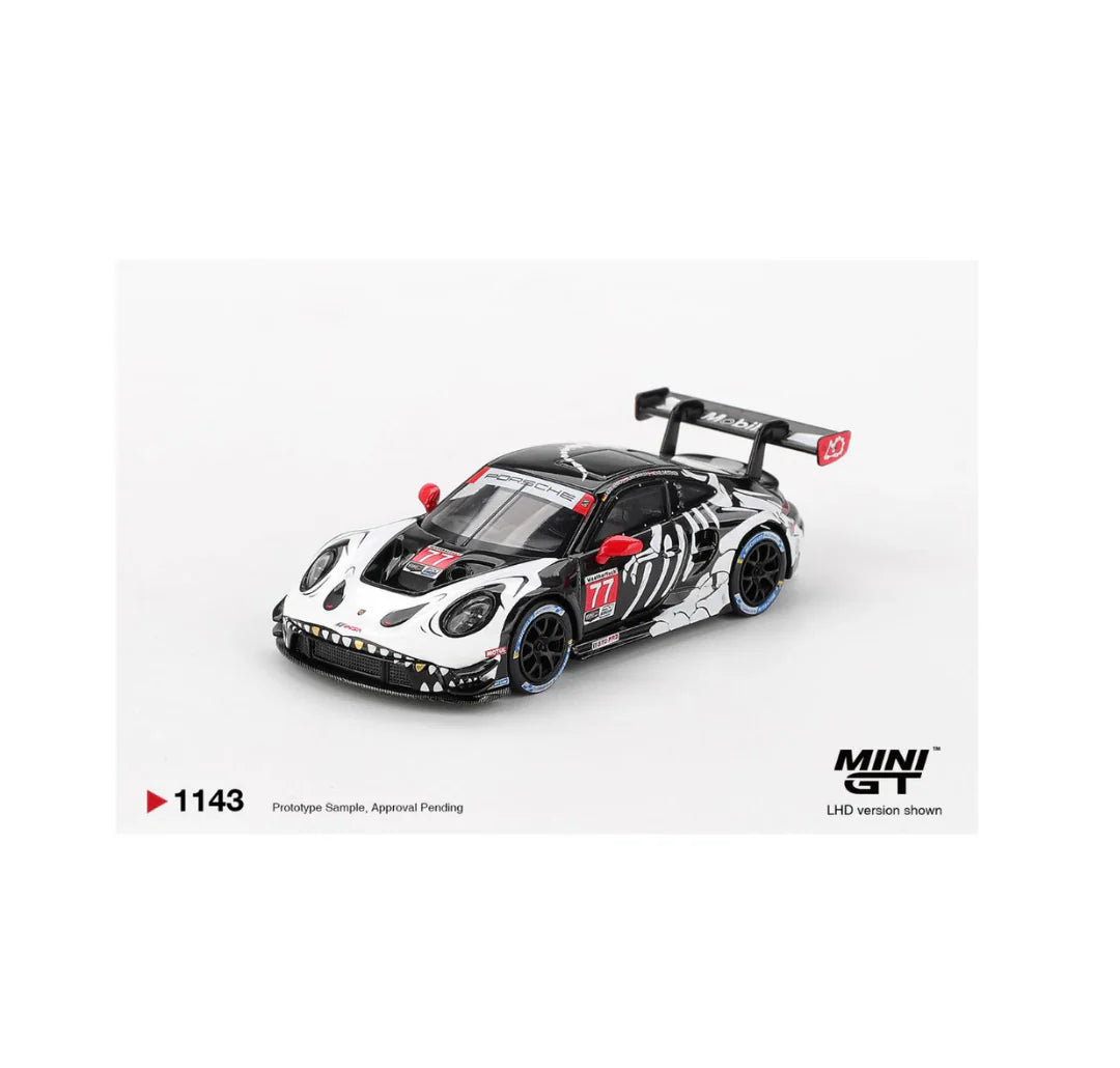 MINI GT 1143 Porsche 911 GT3 R #77+ MINI GT 953  Mazda AZ-1 Liberty Walk LB40 2024 Auto Salon White.