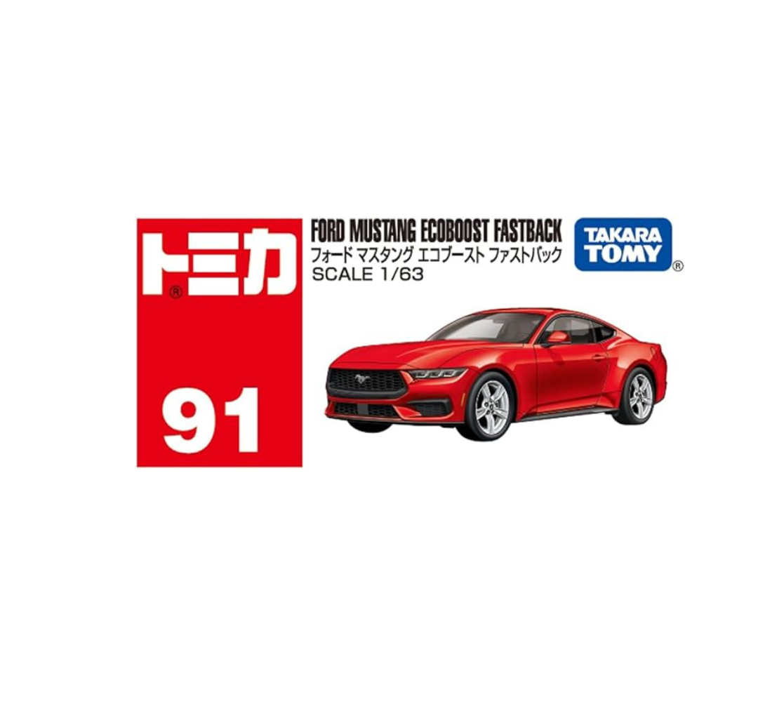 TAKARA TOMY Tomica No. 91 Ford Mustang EcoBoost Fastback.