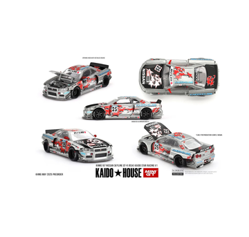 KAIDO HOUSE X MINI GT 197 NISSAN SKYLINE GT-R (R34) KAIDO STAR RACING V1 KHMG 197