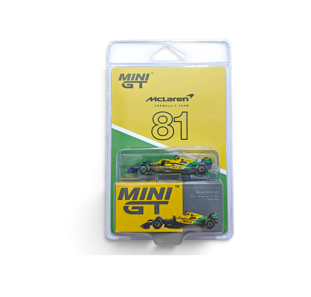 MINI GT 1165 BLISTER MCLAREN MCL38 #81 OSCAR PIASTRI 2024 F1 MONACO GP 2ND PLACE