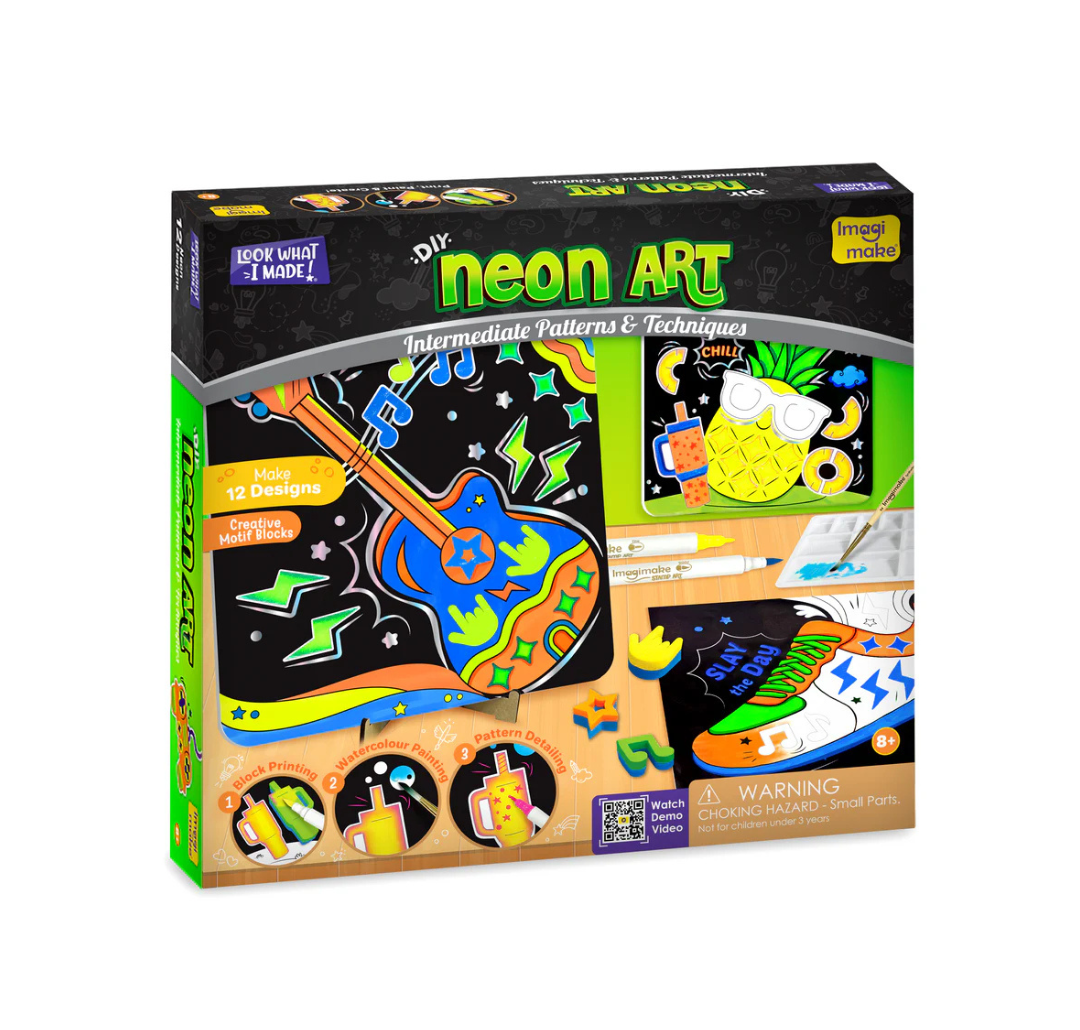 Imagimake DIY Neon Art Kit |Painting & Coloring Kit with Neon Brush Pens.