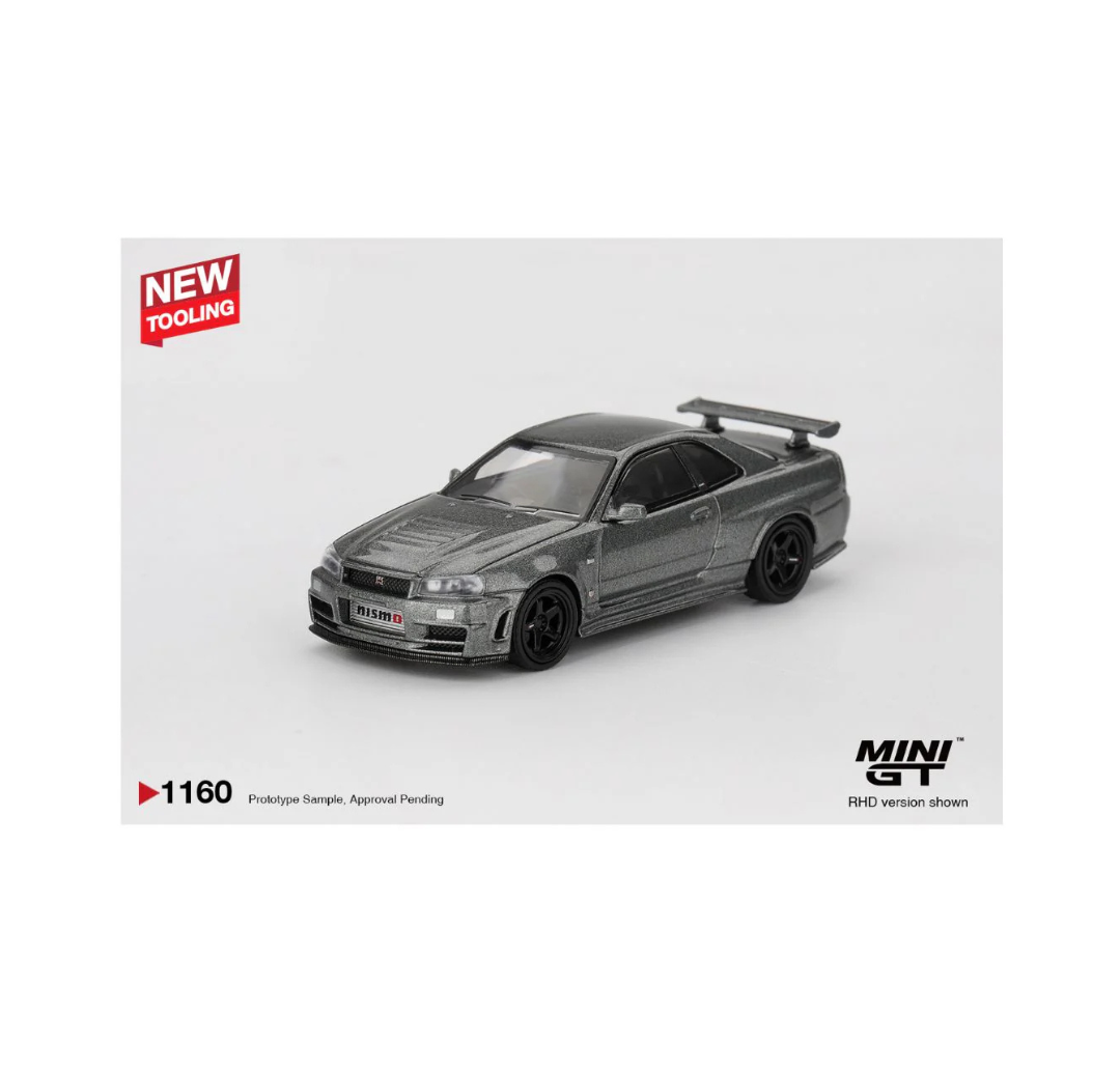 MINI GT 1160 Nissan Skyline GT-R Dark Metal Gray (NISMO BNR34 CRS Version)