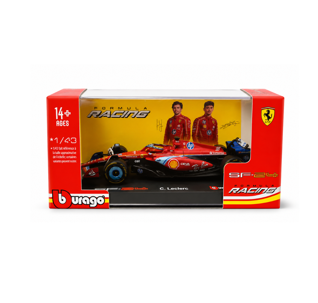 BURAGO 1/43 Ferrari SF-24 Charles Leclerc 16 – 1:43 Scale Model (2024, Official).