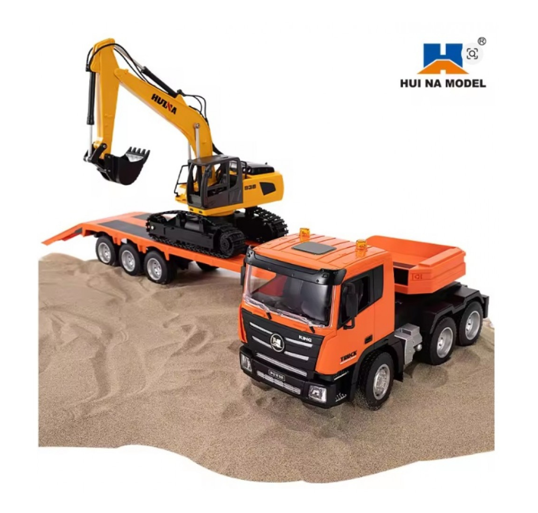 Huina 1319 RC Tractor Truck with Excavator Trailer – 1:18 scale