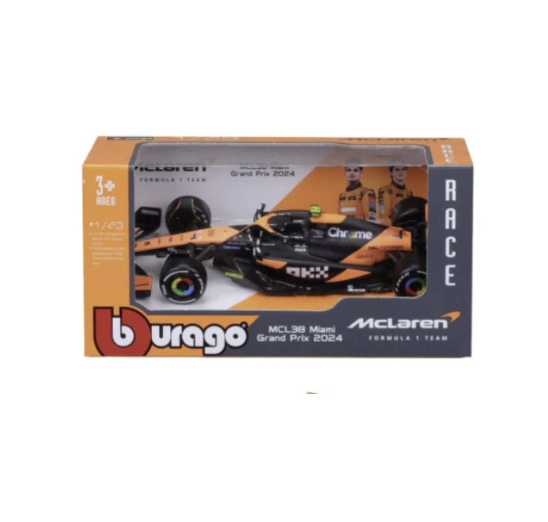 McLaren MCL38 Lando Norris #4 2024 - Realistic 1:43 Scale Model Car Driven by Lando Norris, Official McLaren License,