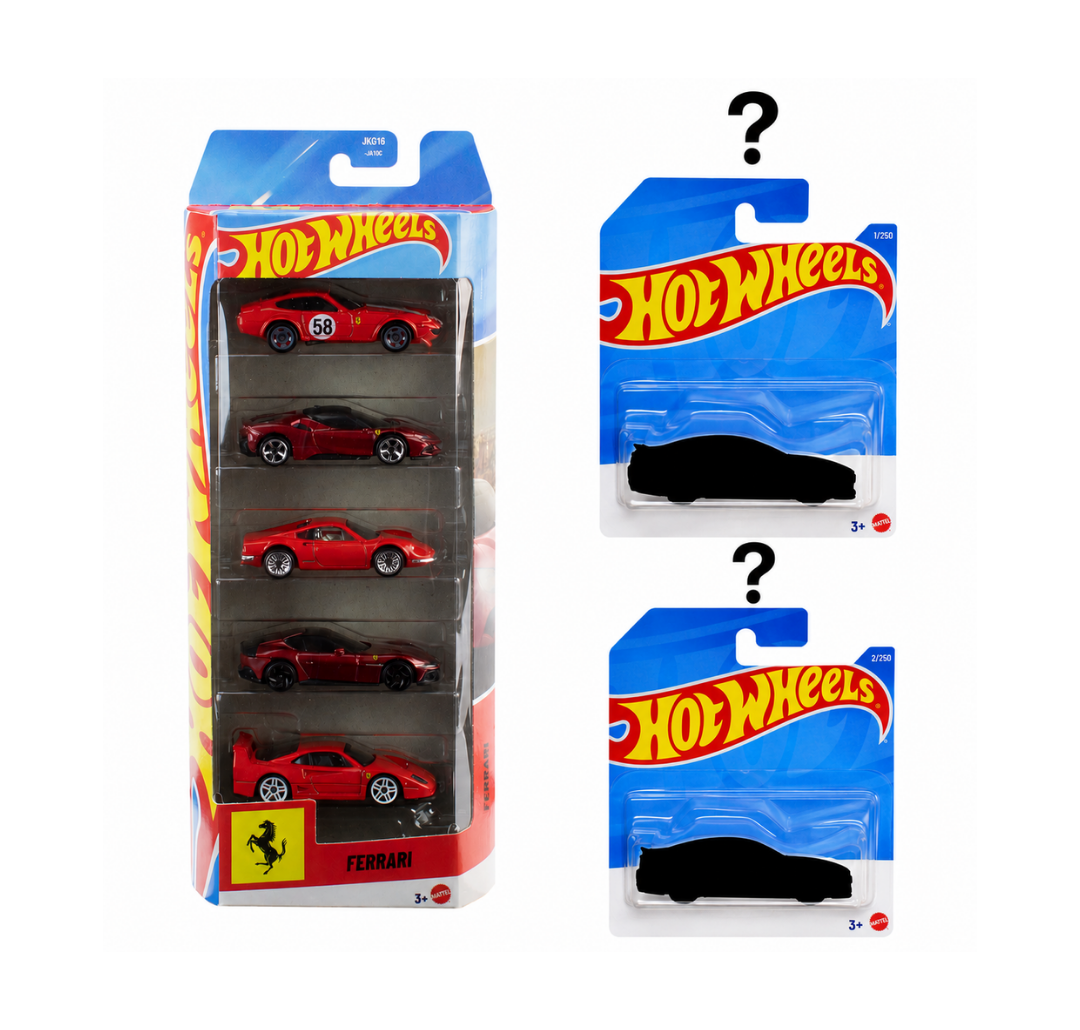 HOT WHEELS FERRARI 5-CAR PACK + 2 MAINLINES!