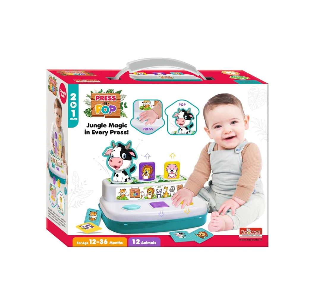 ToyMate Press N Pop Jungle Magic In Every Press 2 in 1 For Kids | 12-36 Months.
