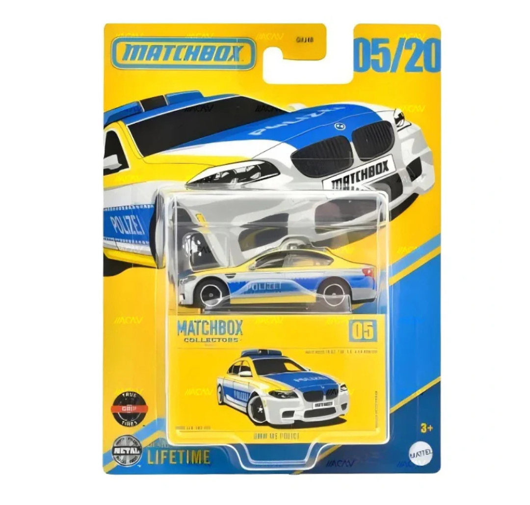 Matchbox Collectors Series 2025 #05 - BMW M5 Police (Yellow, Blue & White)