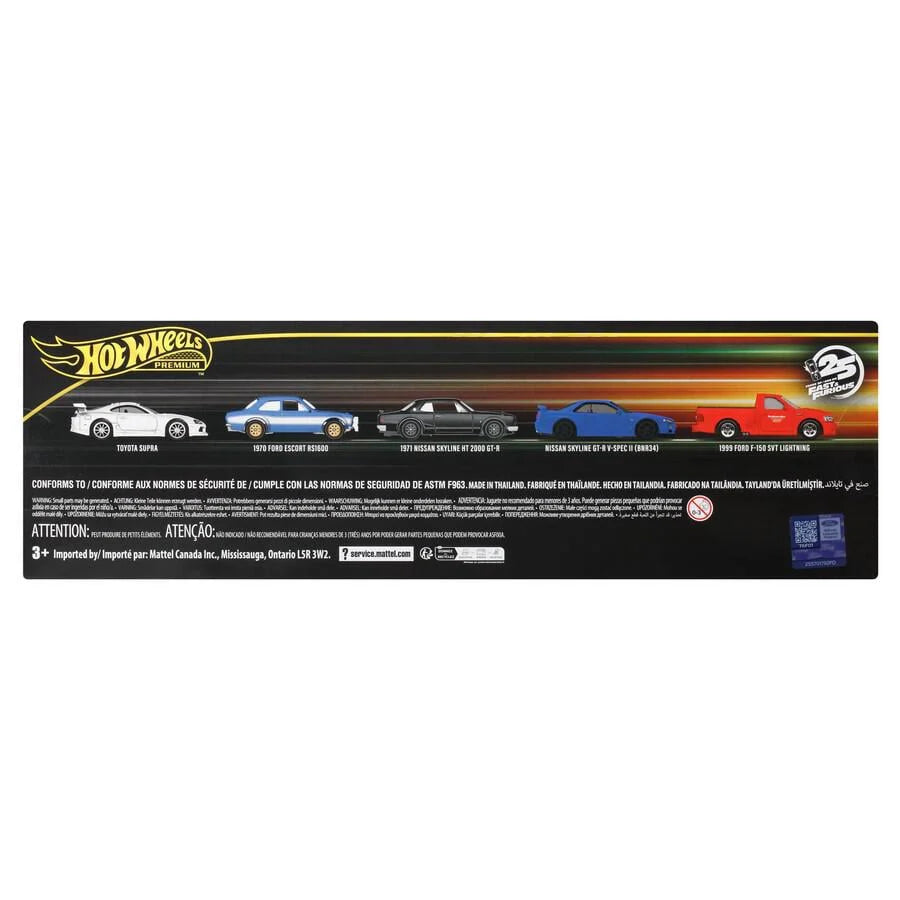 Hot Wheels Premium Fast  Furious 5-Pack – 25th Anniversary Edition.