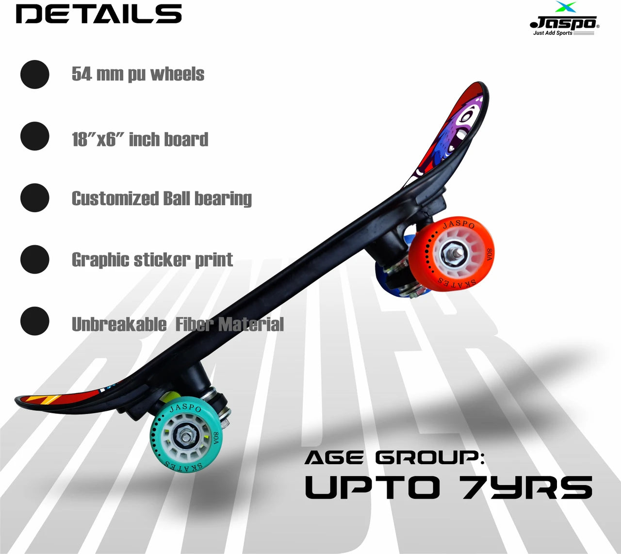 JASPO Kinder Junior Skateboard (Funky Rider)