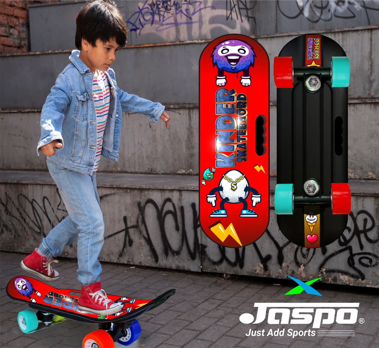 JASPO Kinder Junior Skateboard (Funky Rider)
