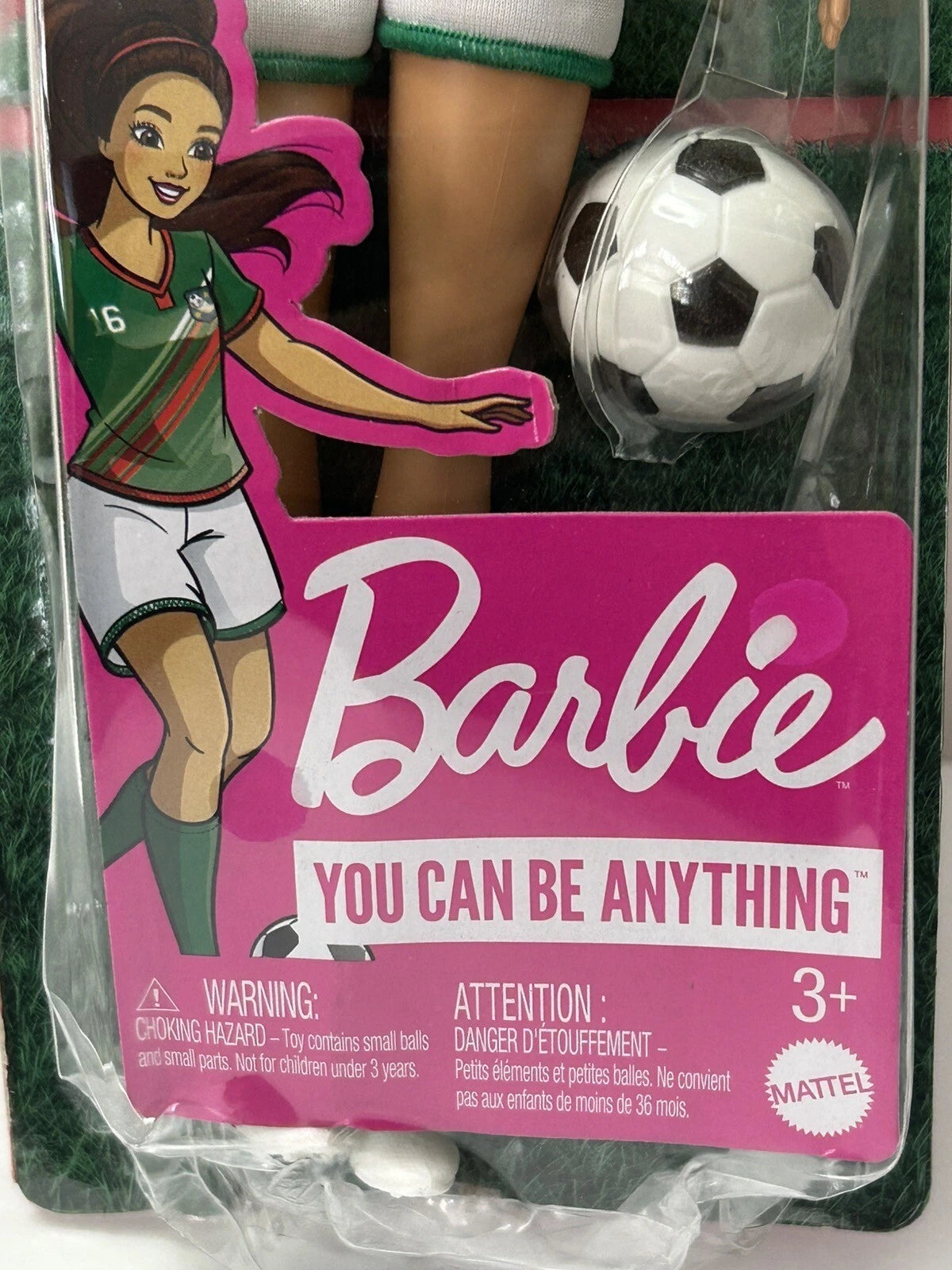 Barbie® Soccer Doll, Brunette Ponytail, Colorful 16 Uniform. (HCN18)